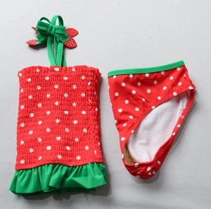 Mini Boden Girls Smocked Tankini Set AP2 Jam Red Strawberry Size: 11-12Y NWT - Picture 1 of 10