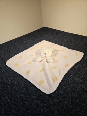 Mantas y más allá rosa tostado lunares conejito blanco 17" manta Lovey espalda satinada Foto 1 de 4