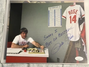 Very Rare Pete Rose Auto 8x10 Photo inscribed w "Sorry I Bet On Baseball” JSA !! - Picture 1 of 1