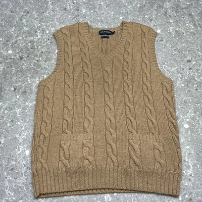 DE COLECCIÓN Polo Golf Ralph Lauren Suéter Chaleco Para Hombre’s L Marrón Lana Alpaca Argyle Años 90 Foto 1 de 4