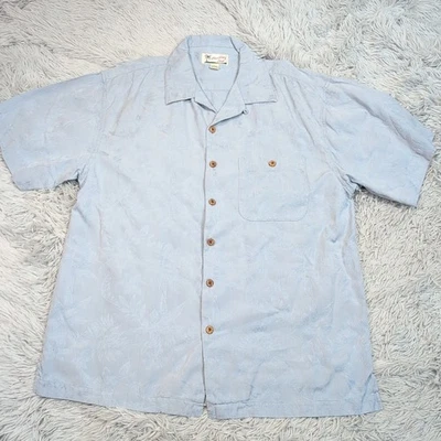 Camisa Monteray Club Para Hombres L Azul Mezcla Seda Botón Bolsillo Floral Vacaciones Hawaianas Foto 1 de 4