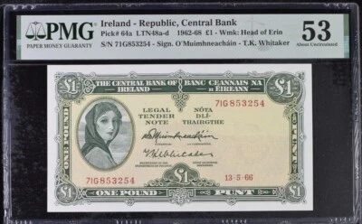 Ireland - Republic, Central Bank, �1 LTN48a-d 1962-68 - Wmk: Head of Erin PMG 53 - Image 1 of 2