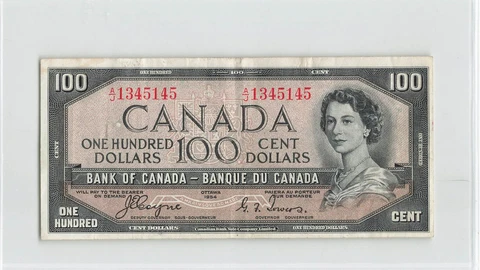 CANADA 100 Dollars 1954, BC-35a Devil's Face, Coyne - Towers, A/J 1345145.  C1 Cover
