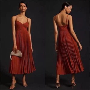 NWOT Anthropologie Rust Red/Orange Sweetheart Bodice Midi Dress Size 2X - Picture 1 of 11