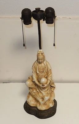 OLD BRONCE ART CRAFT CO. CELADON PORCELANA ESMALTADA CHINA GEISHA NIÑA LÁMPARA Foto 1 de 4