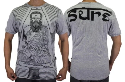 SURE Men T-Shirt Cotton Gray Indian Guru Hindu Yoga Hinduism Indie Casual SU13 - Image 1 of 4