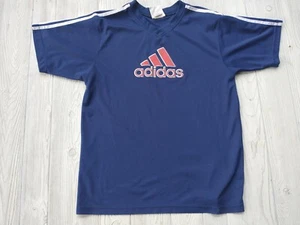 Vintage 90s Adidas Tee soccer jersey style Navy blue L Pre Owned - Picture 1 of 9