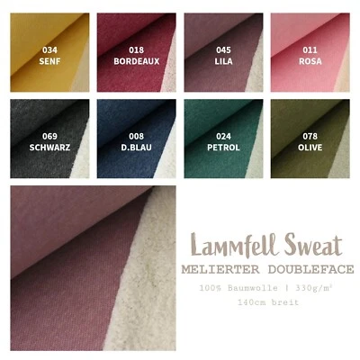 Wintersweat Meterware Lammfell - Teddy Sweat Stoff - Baumwoll Sweat Uni *Ab 50cm - Bild 1 von 4
