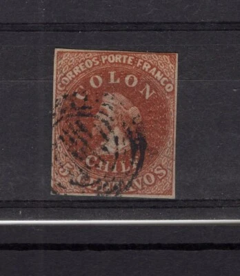 CHILE 1854 Gillet Lithograph SOFICH 5 NO flaws wmk.2 Red brown 4 margins LO18 - Image 1 of 2