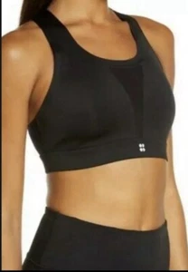 Sweaty Betty All Train Sports Bra Black Lightweight Mesh Front Size 32D - Picture 1 of 8