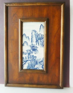 Vintage Chinese Mountain River Scenery Porcelain Blue & White Painting Wall Pane - Picture 1 of 12