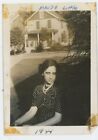 Vintage Photo/Snapshot Sun In Creepy Eyes Polka Dot Dress Pearls Scary Cute 1944