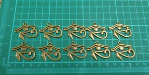 10 Bronze Tone Egyptian Eye Charms Craft Jewellery Making Pendant - Picture 1 of 3