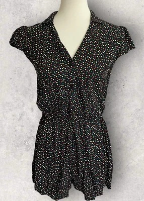 Mameluco Xhilaration Mujer Pequeño Multicolor Lunares En Negro Botón Frontal Foto 1 de 4