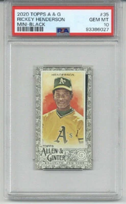 2020 TOPPS ALLEN & GINTER MINI BLACK RICKEY HENDERSON OAKLAND A'S PSA 10 LOW POP - Imagem 1 de 2