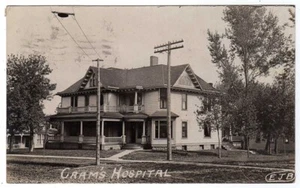 CRAM'S HOSPITAL SHELDON IOWA RPPC PHOTO POSTCARD 1908 - Picture 1 of 2