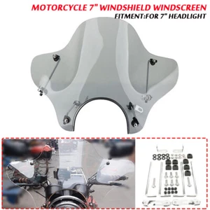 Universal Motorcycle 7" Windshield Windscreen With Mounting Kit for Cruiser - Picture 1 of 11