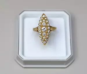 Sehr schöner Ring 18 Karat Gold, Typ lange Marquise, Brillantenpflaster. - Bild 1 von 2