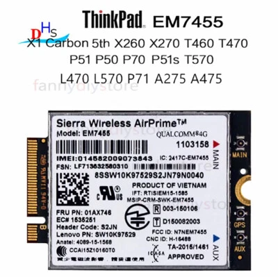 01AX746 4G LTE Mobile WWAN Module For Thinkpad T570 L470 L570 P71 A275 A475 - Image 1 of 3