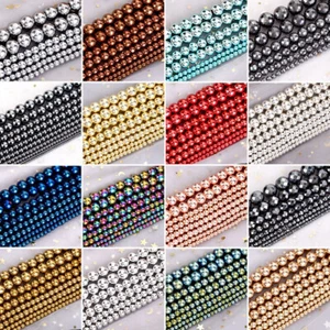 2 3 4 6 8 10 12mm Natural Hematite Faceted Round Loose Bead For Jewelry Making - Picture 1 of 57