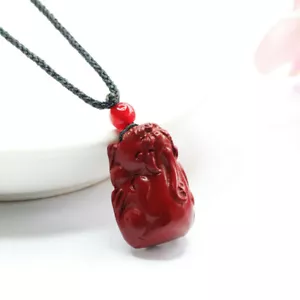 Zinnober Pixiu Anhänger Schmuck Charm Mode Energie Amulette Halskette Natur - Bild 1 von 8
