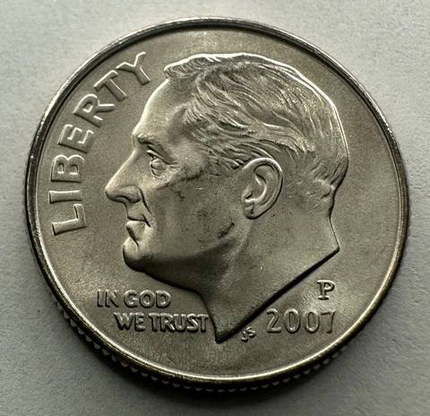 2007-P ROOSEVELT DIME 10cent COIN FROM MINT SATIN SET UNCIRCULATED Cover
