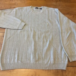 Vintage Izod Mens Check Cotton Crew Neck Sweater Ivory Color Size Large - Picture 1 of 7