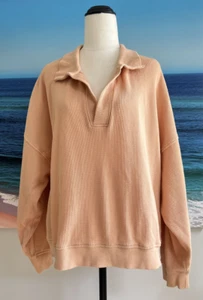NUDE LUCY Peach Biscuit Uma Waffle Rugby Top size XXL - Picture 1 of 8