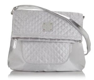 Serious Skincare Silver Quilted Satin Crossed Body Tote Bag - Picture 1 of 7