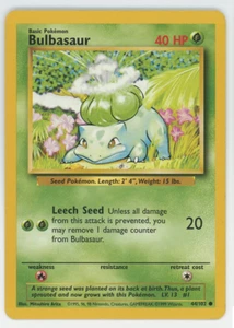 Bulbasaur 44/102 Casi Como Nuevo Conjunto Base Común Tarjeta Pokémon 1999 WOTC - Imagen 1 de 7