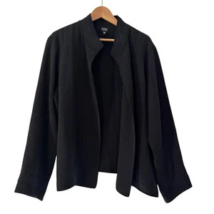 Eileen Fisher Women's Rayon/Silk Textured Open Front Black Jacket Cardigan Sz XL - Picture 1 of 9