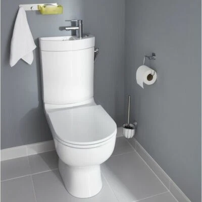 Design Stand Wc komplett set Spülkasten KERAMIK inkl. Waschbecken Gäste WC  - Bild 1 von 4