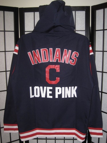 UNDERCOVER GIACCA A VENTO VICTORIA'S SECRET ROSA CLEVELAND INDIANS CAPPOTTO FRANGIVENTO CON CAPPUCCIO