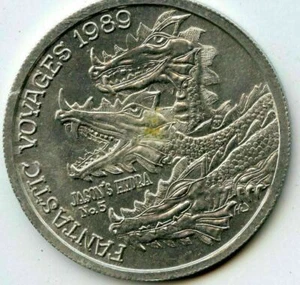 Mardi Gras Doubloon Krewe of Proteus 1989 aluminio - Imagen 1 de 2