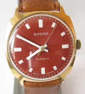 VINTAGE GERMAN "BIFORA" GOLD PLATED MEN'S WRIST WATCH,SERVICED,MINT,1950's # 56A - Picture 1 of 9