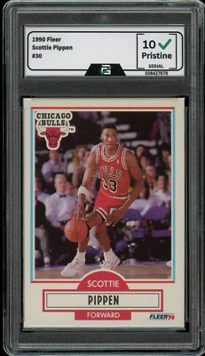 Fleer #30 Scottie Pippen 1990 graduado 10 gema como nuevo patio Chicago Bulls Foto 1 de 2