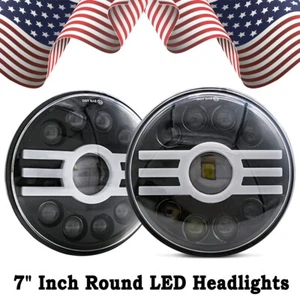For MG Midget 1969-1979 Dodge Pair 7" inch Round LED Headlights HI/LO Halo DRL - Picture 1 of 13