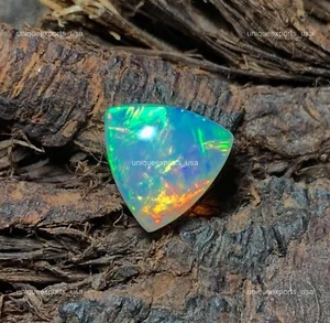 Natural Ethiopian Opal Loose Gemstone Trillion Artisan Cabochon 8x8x3 mm - Picture 1 of 2