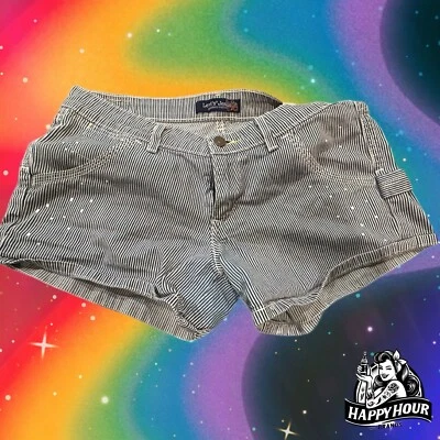 Pantalones Cortos Levi's Jean Para Mujer 9 Azul y Blanco Denim Pin Rayas Foto 1 de 4