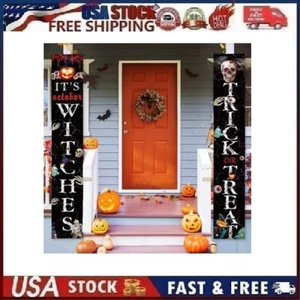 Halloween Decorations |Trick or Treat & It's October Witches Front Porch Banners - Picture 1 of 10
