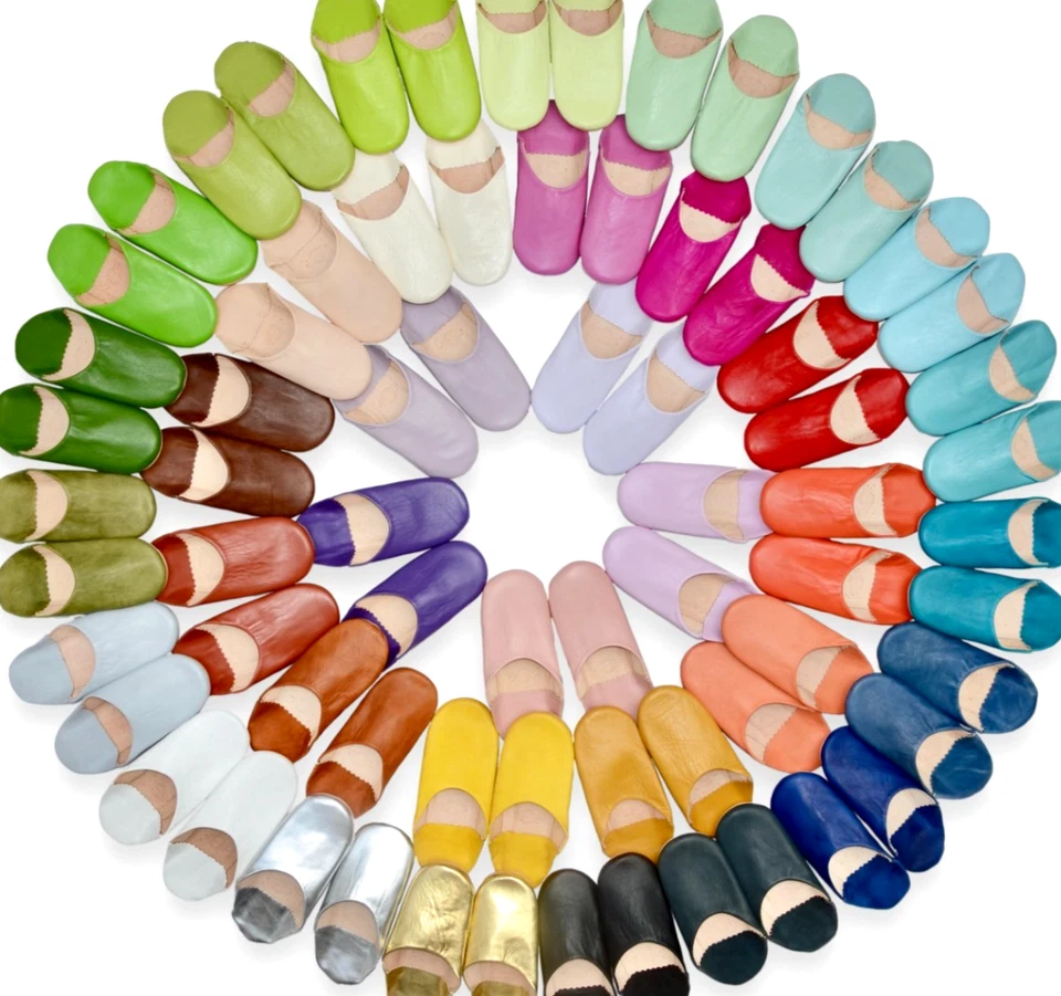 ZAPATILLAS BABOUCHE DE CUERO MARROQUÍ PIEL DE OVEJA TOBOGANES MULAS PARA MUJER *TARIFAS PAGADAS** Foto 1 de 4