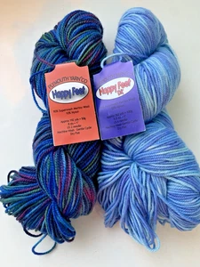 2 - Plymouth Yarn - Happy Feet - Mixed Blue LOT Fingering & DK - Merino/Nylon - Picture 1 of 6