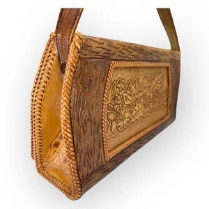 BOLSO DE MANO MONEDERO DE CUERO MECANIZADO GRANO MADERA DE COLECCIÓN ROCKABILLY COUNTRY WESTERN VAQUERA - Imagen 1 de 19