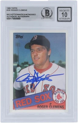 Roger Clemens Boston Red Sox Signed 1985 Topps #181 BAS Fanatics 10 Rookie Card - Image 1 of 3