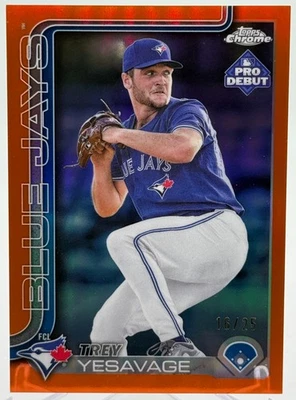 Trey Yesavage 2025 Topps Pro Debut Chrome Orange Refractor Prospect Rookie /25 - Image 1 of 2