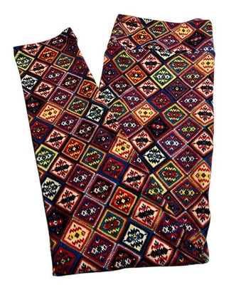 LuLaRoe Leggings TC Tall Curvy RED BLUE Check Colorful DIAMOND Western Fun Aztec - Image 1 of 4