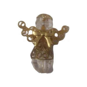 Guardian Angel Cherub Gold With CLEAR BEADS Vintage Lapel Pin - Picture 1 of 3