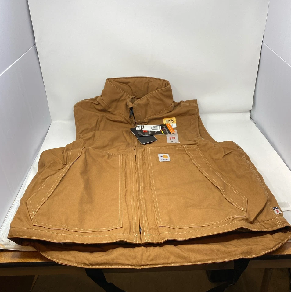 Carhartt 103387 3XLT Rain Defender FR Flame Resistant Quick Duck Vest Brn Cat 3