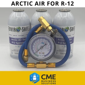 Envirosafe Arctic Air R-12, Auto A/C Coolant Support,   3 Cans & Gauge - Picture 1 of 4