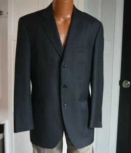 Lubiam 1911 Wool 3-Button Charcoal & BlueStriped Suit Coat Sz 40R  - Picture 1 of 7